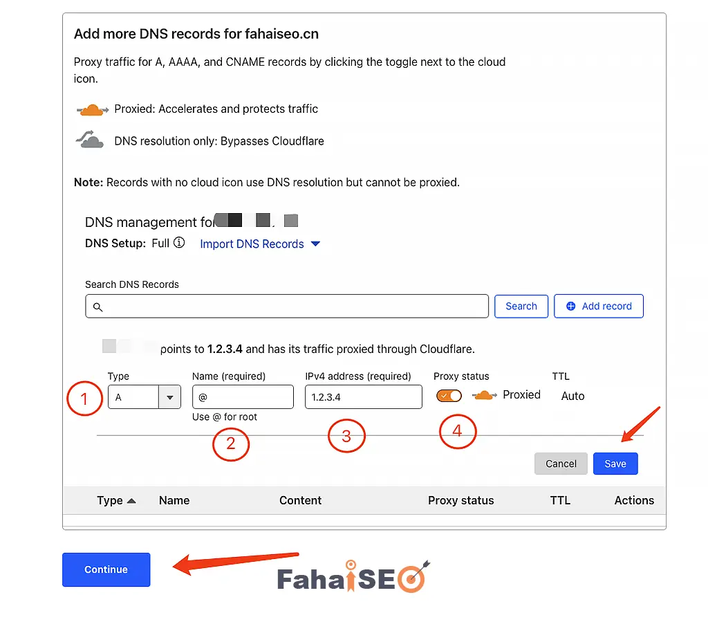 如何在Cloudflare中添加域名、解析域名、开启免费CDN 5 在Cloudflare中解析域名、开启CDN步骤