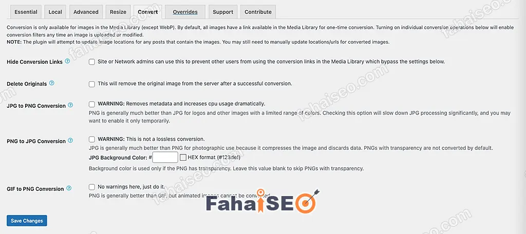 EWWW Image Optimizer插件使用教程 23 EWWW Image Optimizer插件设置: Convert