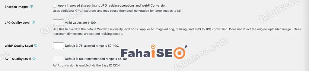 EWWW Image Optimizer插件使用教程 21 EWWW Image Optimizer插件设置: Sharpen Images,Quality Level